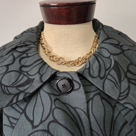 BAIA- Dark Teal Dress Jacket With Black Floral Print. Size 8 - Picture 6 of 13